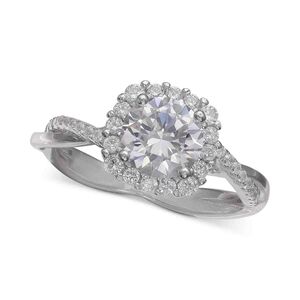 Silver Halo Diamond Ring with Split Shank